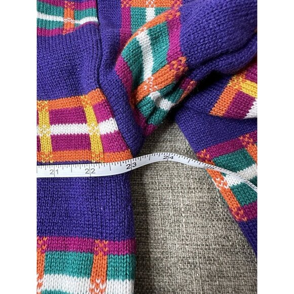 Hasting & Smith Cardigan Sweater Womens Size Large Colorful Purple Magenta Green - Picture 5 of 6